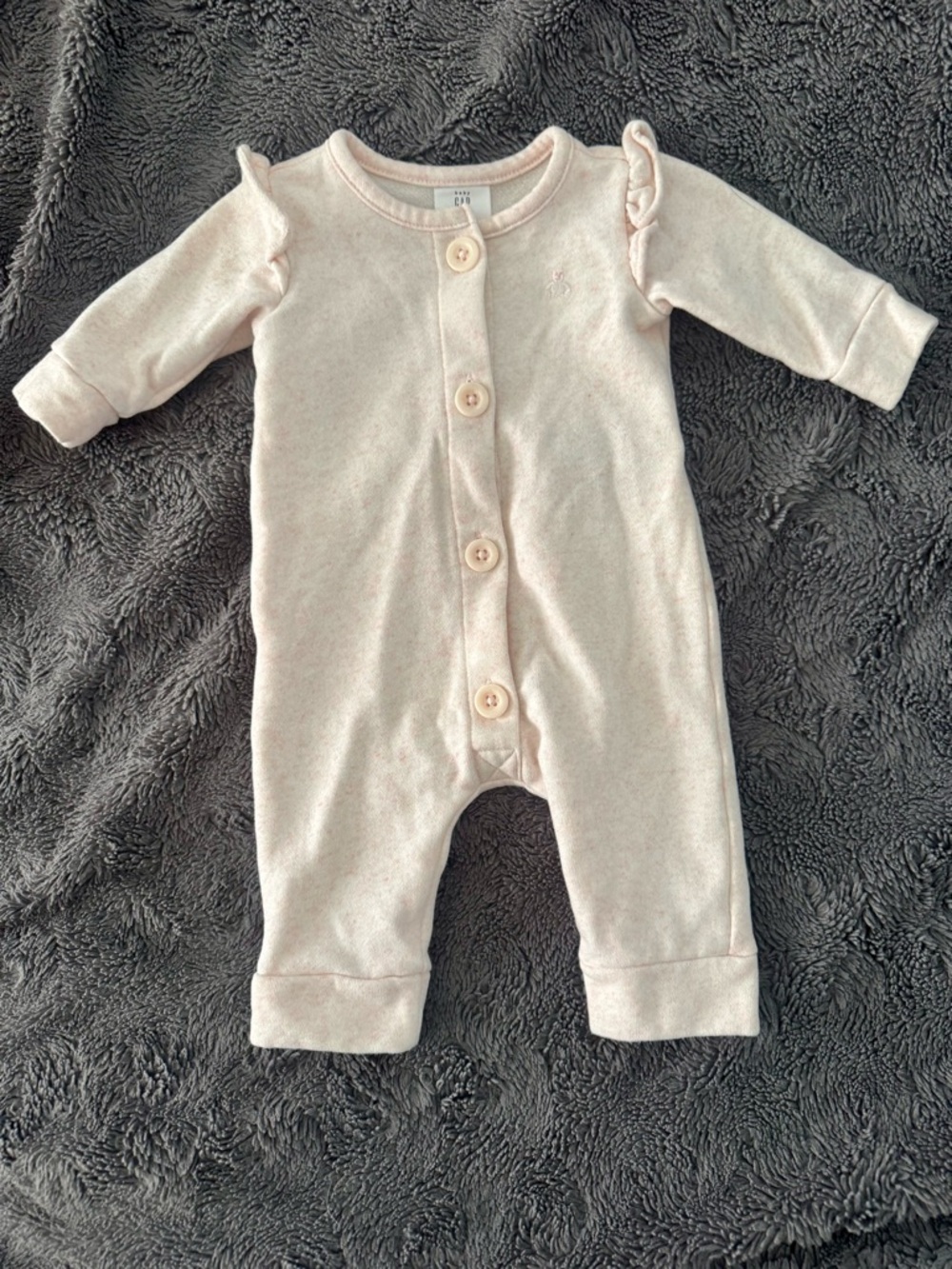 GAP Light Pink Baby One-Piece Snap Footie with Ruffle Shoulders